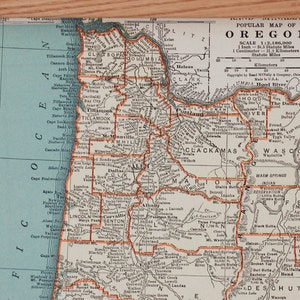 Mapas antiguos de Oregón y Pensilvania / Década de 1930 Mapas estatales antiguos de EE. UU. Arte mural / Impresión en color de mapas antiguos, alrededor de 1936 imagen 2