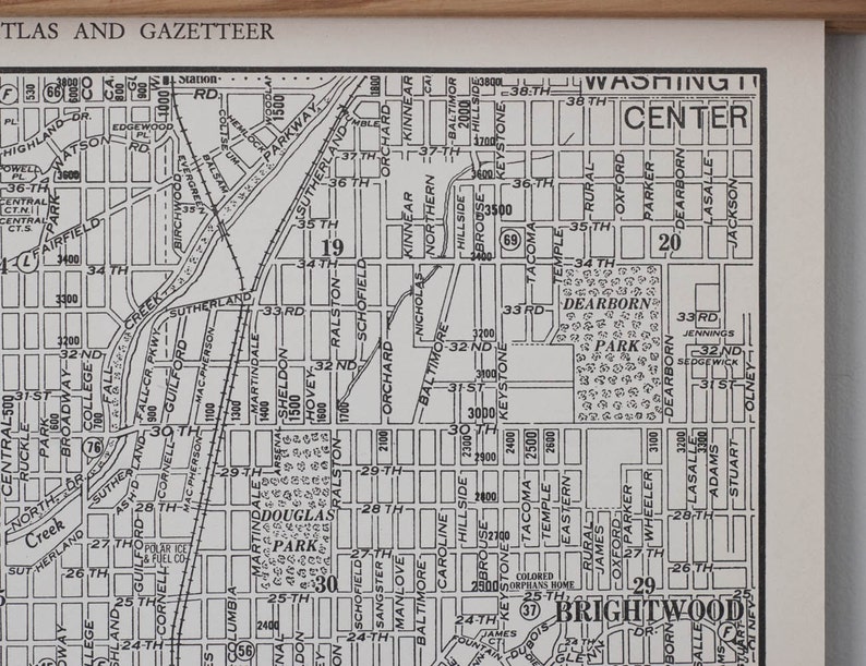 Vintage Indianapolis Map Antique 1930s Indiana City Map Antique city map print in black and white, circa 1936 image 5