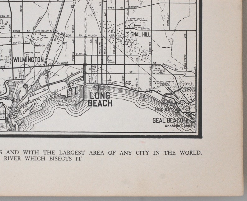 Los Angeles Map 1930s Los Angeles California Wall Art Antique city map print, black and white, circa 1936 image 4