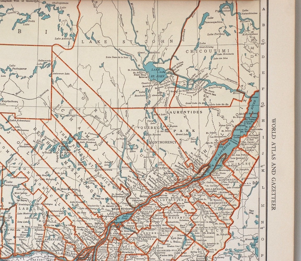 Vintage Maps of Ontario and Québec Canadian Provinces - Etsy Canada