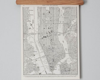 Antique 1940s Map of Lower Manhattan | Downtown New York City Map | Antique city map print in black and white, circa 1942