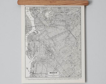 Vintage Original 1940s Map of Brooklyn | Gift Quality Suitable for Framing | Antique New York City NYC Street Map Print in Black & White