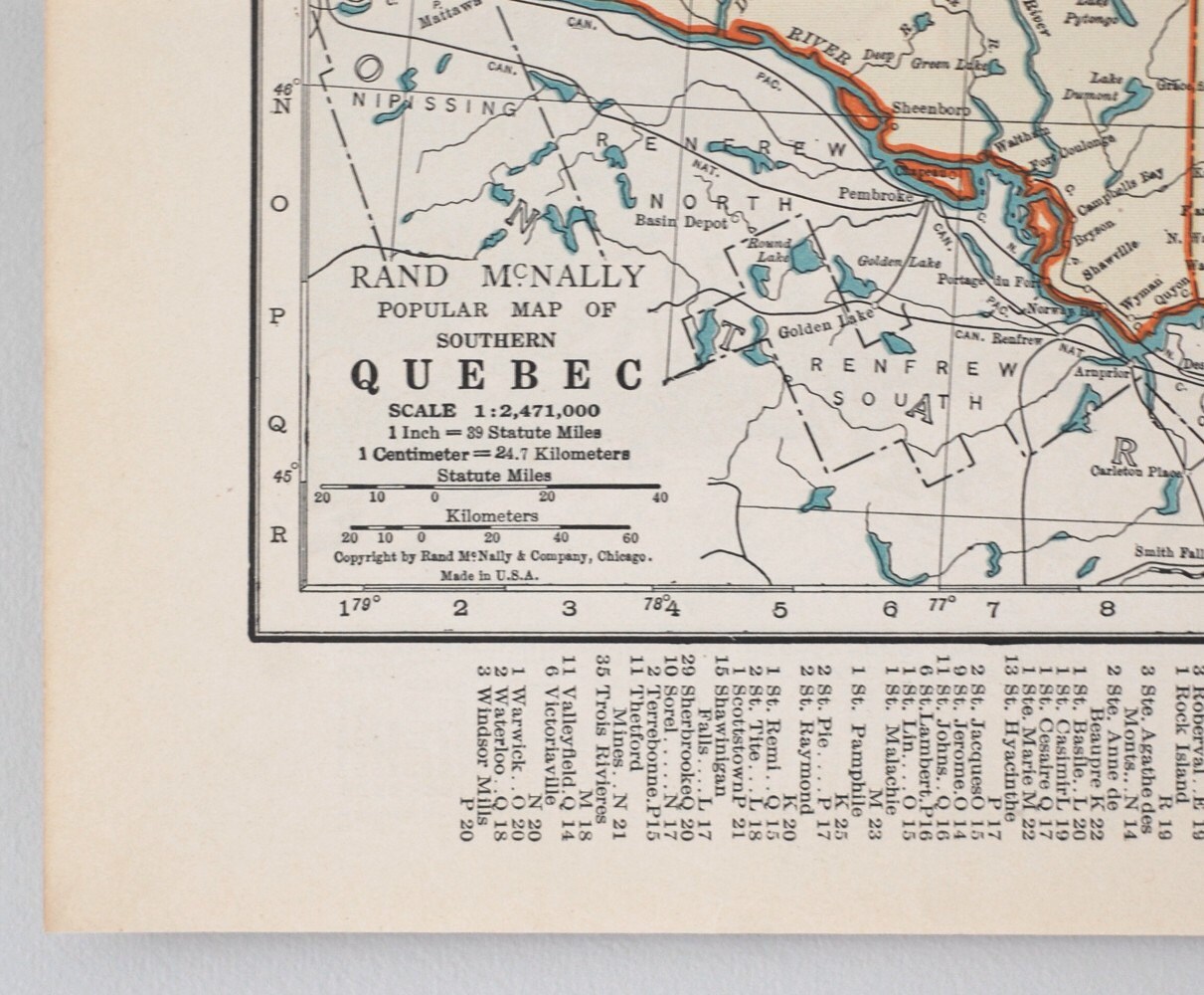 Vintage Maps of Ontario and Québec Canadian Provinces - Etsy Canada