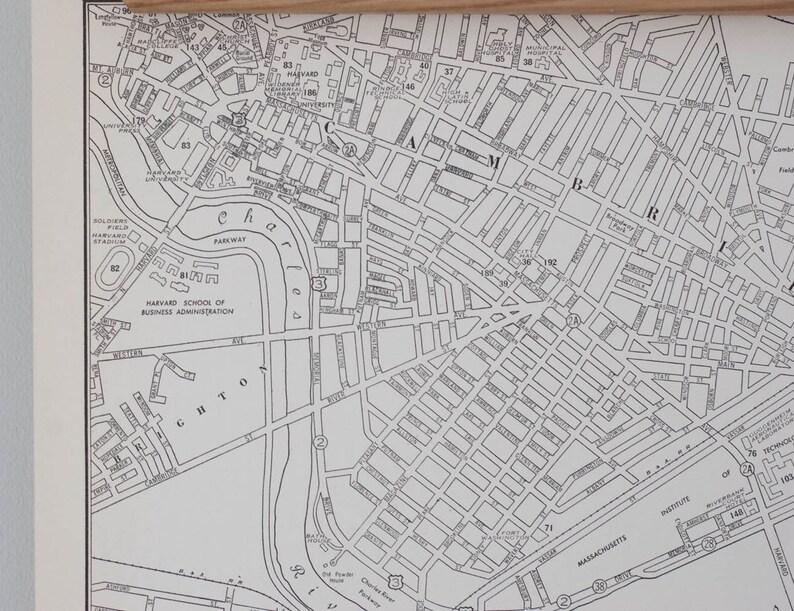 Vintage Boston Map 1930s Antique Boston Massachusetts City Etsy