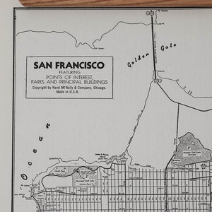 Vintage Original San Francisco California Map 1940s Gift Quality & Suitable for Framing Antique City Street Map Print in Black and White image 3