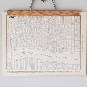 Mapa original de Detroit, Michigan, de la década de 1930. Calidad de regalo y apto para enmarcar. Arte mural con mapa de calles de ciudad antigua en blanco y negro.