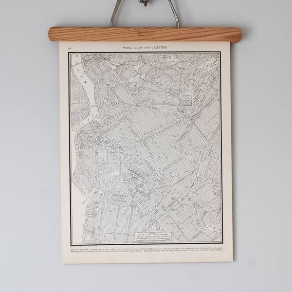 Antique Brooklyn NY Map | Vintage Original 1930s New York City NYC Street Map Print in Black and White | Gift Quality & Suitable for Framing