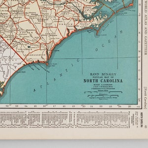 Vintage Maps of North Carolina and North Dakota 1930s Antique U.S. State Maps Wall Art Antique map color print, circa 1936 image 3