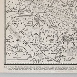 Paris Map Print 1930s Vintage Original Gift Quality & Suitable for Framing Antique Paris, France City Street Map in Black and White image 4