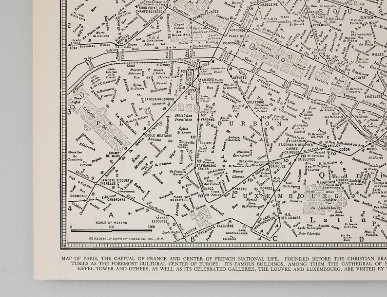 Paris Map Print 1930s Vintage Original Gift Quality & Suitable for Framing Antique Paris, France City Street Map in Black and White image 4