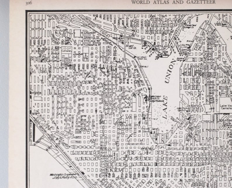 Vintage Seattle Map 1930s Antique Seattle Washington City | Etsy