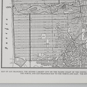 Vintage Original San Francisco California Map 1940s Gift Quality & Suitable for Framing Antique City Street Map Print in Black and White image 4