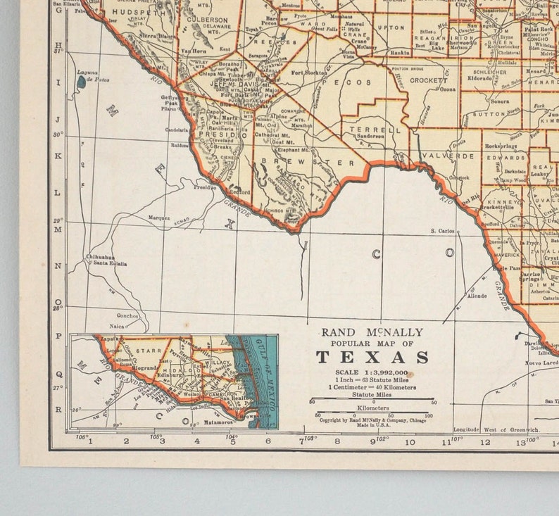 Vintage Maps of Texas and South Dakota 1930s Antique U.S. Etsy