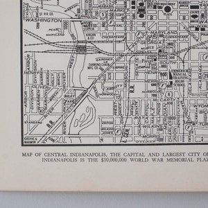 Vintage Indianapolis Map Antique 1930s Indiana City Map Antique city map print in black and white, circa 1936 image 3