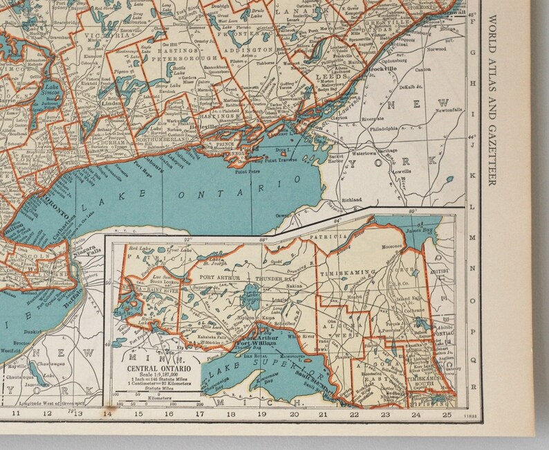 Vintage Maps of Ontario and Québec Canadian Provinces - Etsy Canada