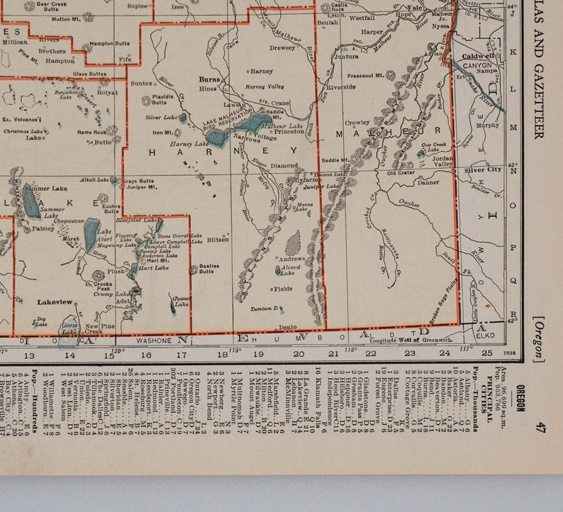 Mapas antiguos de Oregón y Pensilvania / Década de 1930 Mapas estatales antiguos de EE. UU. Arte mural / Impresión en color de mapas antiguos, alrededor de 1936 imagen 3