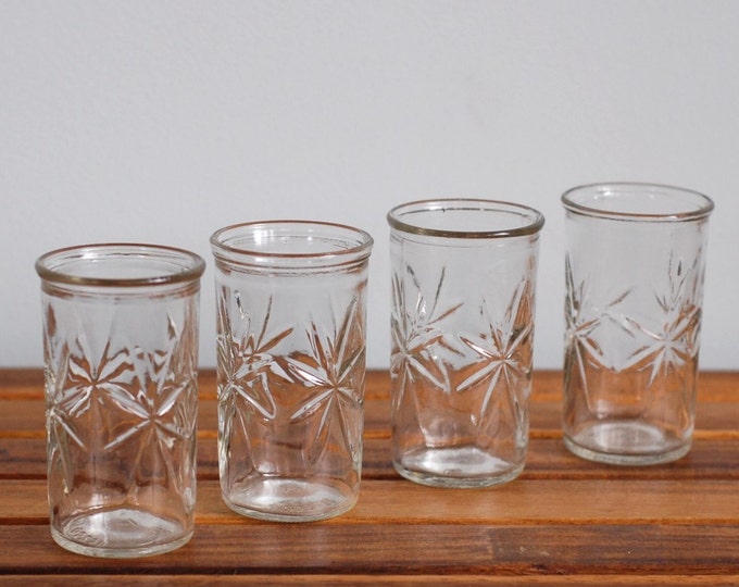 Sunburst Jelly Jar Drinking Glasses Set of Four Etsy
