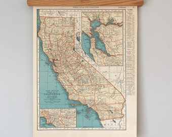 Vintage California and Colorado State Maps | 1930s Original Antique Color Print Wall Art | Gift Quality & Suitable for Framing