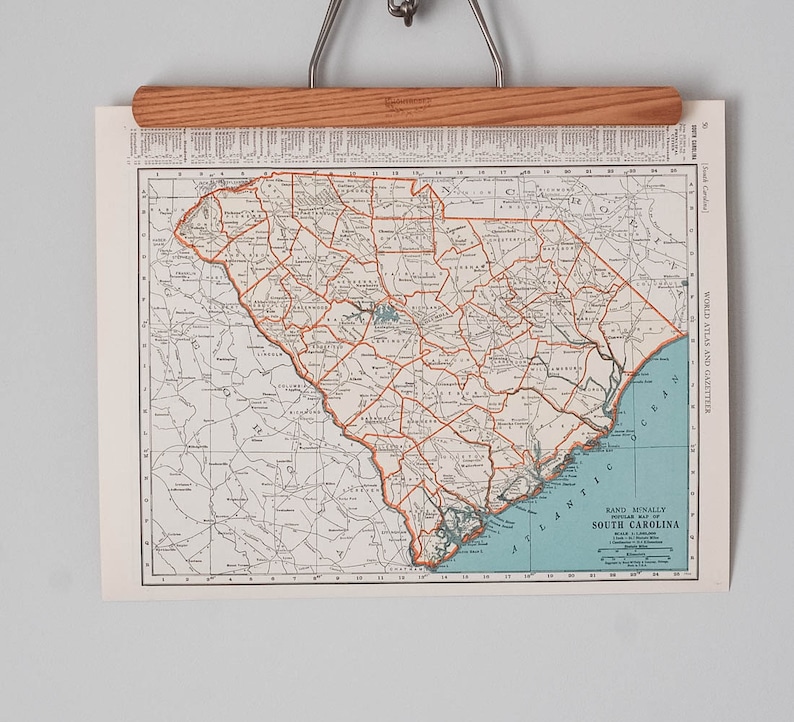 Vintage Maps Of South Carolina And Rhode Island 1930s Etsy