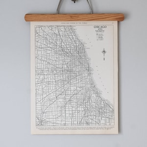 Vintage 1930s Original Chicago IL Map | Gift Quality & Suitable for Framing | City Street Map Wall Art in Black and White