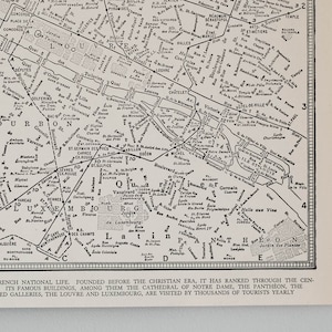 Paris Map Print 1930s Vintage Original Gift Quality & Suitable for Framing Antique Paris, France City Street Map in Black and White image 5
