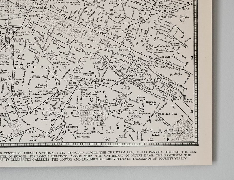 Paris Map Print 1930s Vintage Original Gift Quality & Suitable for Framing Antique Paris, France City Street Map in Black and White image 5