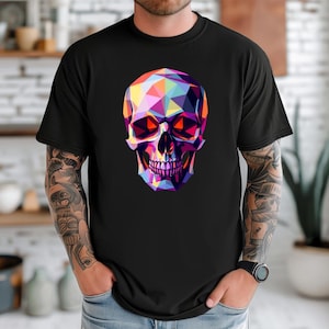 Geometric Skull Shirt Skull Graphic Tee Punk Skull T-Shirt Skull T-Shirt Skeleton Shirt Skull T Shirt Gothic Shirt Halloween Shirt