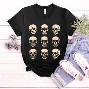 Skull Shirt Skull Graphic Tee Punk Skull T-Shirt Skull T-Shirt Gothic Shirt Halloween Shirt Skeleton Shirt Skull T Shirt