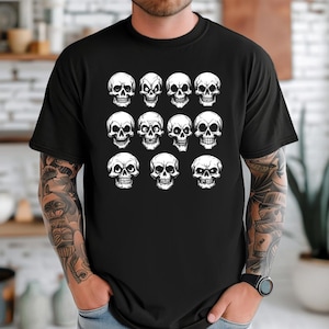 Skull Shirt Punk Skull T-Shirt Skull T Shirt Halloween Shirt Skull Graphic Tee Skull T-Shirt Gothic Shirt Skeleton Shirt