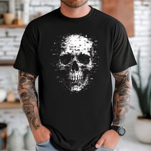 Pixeled Skull Shirt Skeleton Shirt Skull T Shirt Halloween Shirt Skull Graphic Tee Gothic Shirt Punk Skull T-Shirt Skull T-Shirt