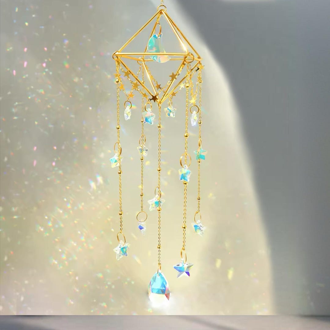 Lustre Attrape-Soleil Cristal Fleur De Vie 75mm - Prisme Suspendu Ornement Fenêtre Arc-en-Ciel