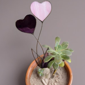 Glass Heart Flower Plant Stake: Garden Suncatcher Decor