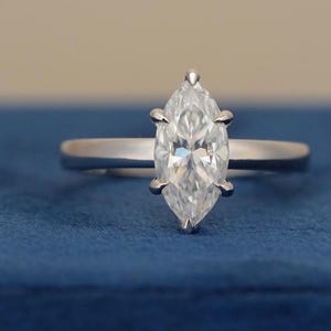 1.50CT E/VVS2 Clarity IGI Certified Marquise Cut Lab Grown Diamond Solitaire Engagement Ring  Anniversary Ring 14K Solid Yellow Gold Ring