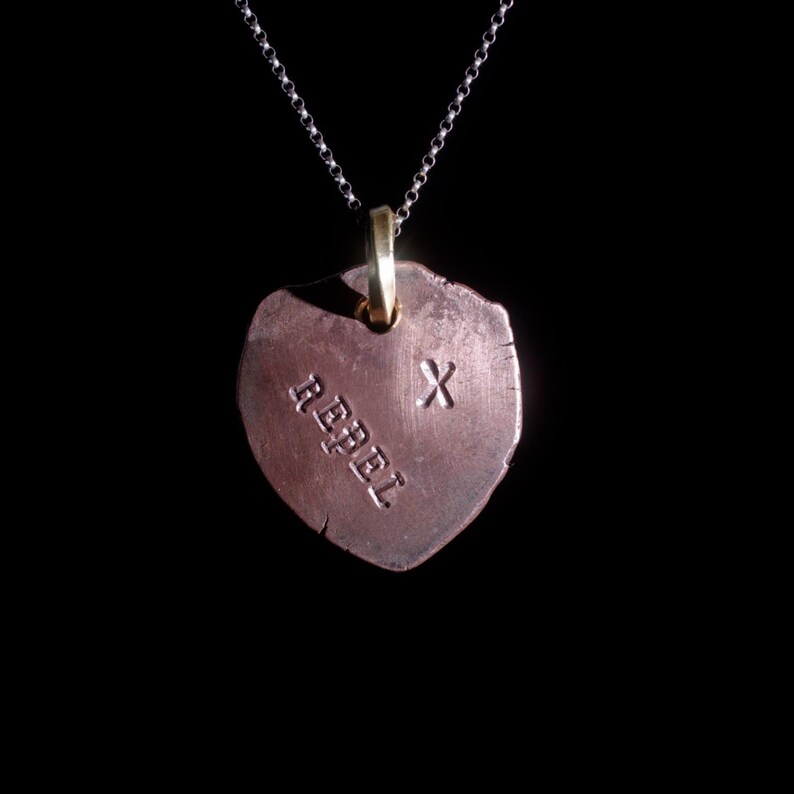 REPEL / REBEL - Lucky Amulet Charm Protection Ward Talisman Shibuichi Wordnerd Punk Goth Loot bild 2