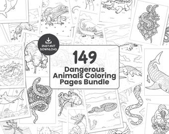 Dangerous Animals Coloring Pages Bundle | Printable Coloring Book PDF | Kids Activity Sheets | Kindergarten and Preschool Worksheets #161
