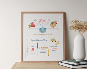 First Day of School Sign Printable Template, Editable Back to School Board, Last Day of School Sign, Digital Download Photo Board #141