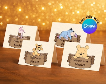 Winnie Puuh Party Food Zelt, Hundert Morgen Holz Party Food Label, Perfekt für jede Geburtstagsfeier oder Veranstaltung, Digitale Datei FT #012