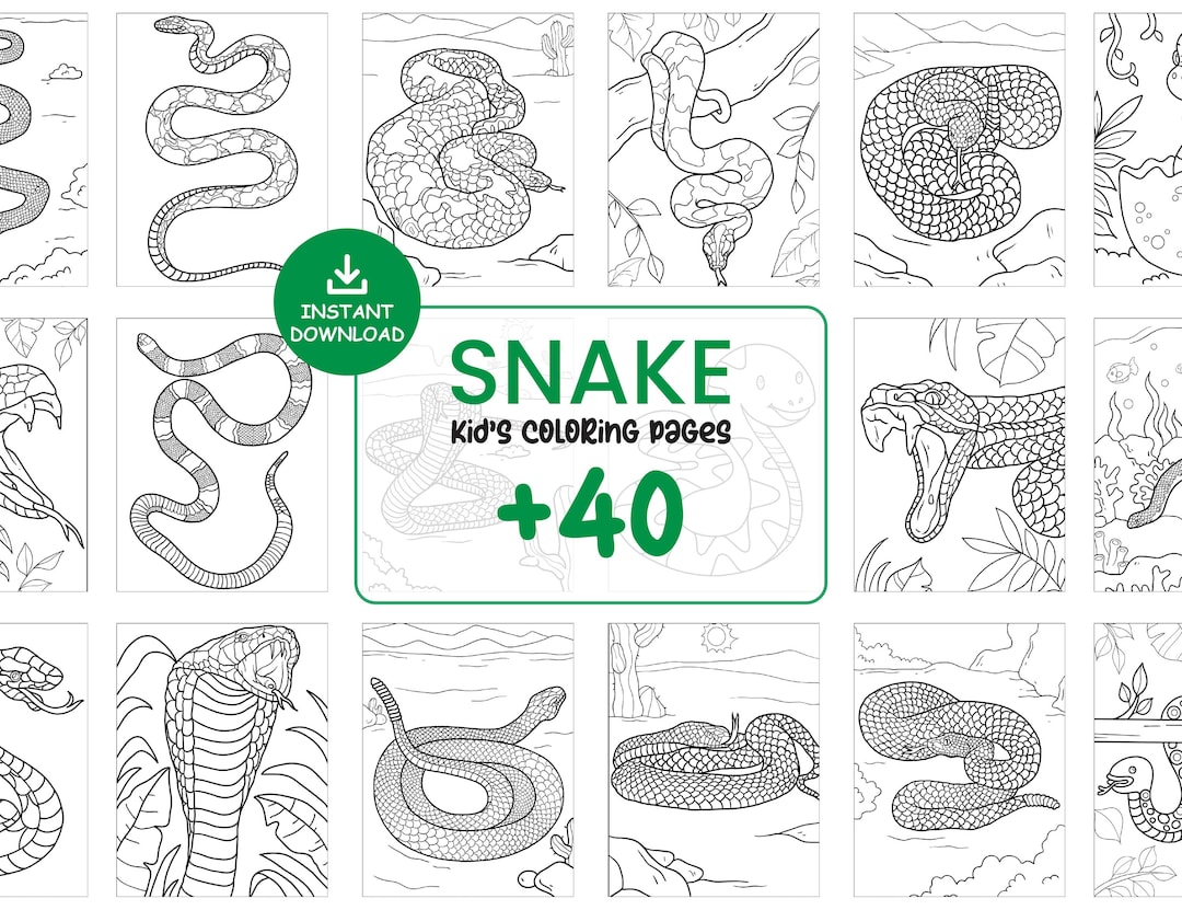 Snake Coloring Pages for Kids | Printable Coloring Book PDF | Kids ...