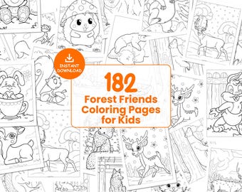 Forest Friends Coloring Pages Bundle | Printable Coloring Book PDF | Kids Activity Sheets | Kindergarten and Preschool Worksheets #160