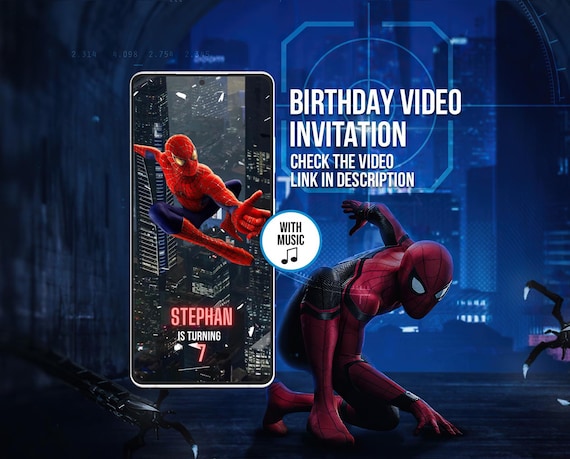Spiderman Birthday Invitation Video | Editable Canva Invite | Kids Birthday Digital Invite | Superhero Party Invitation | MP4 Video Invite