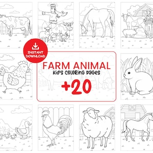 Farm Animal Coloring Pages for Kids | Printable Coloring Book PDF | Kids Activity Sheet | Kindergarten and Preschool Worksheets #033