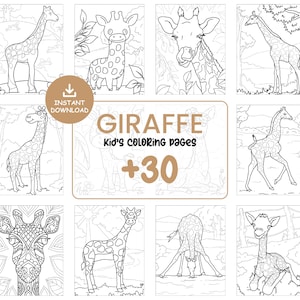 Giraffe Coloring Pages for Kids,Cute Jungle Animal Printables,Fun Educational Coloring Book PDF,Safari Activity Sheets,Instant Download #084