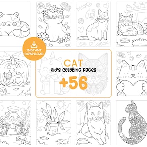 Cat Coloring Pages for Kids | Printable Coloring Book PDF | Kids Activity Sheet | Kindergarten and Preschool Worksheets #028