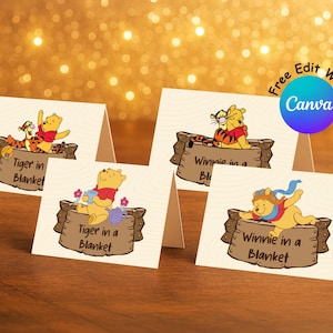 Winnie the Pooh Party Food Tent, Hundred Acre Wood Party Food Label, Perfect for any birthday party or event, Digital file FT #011