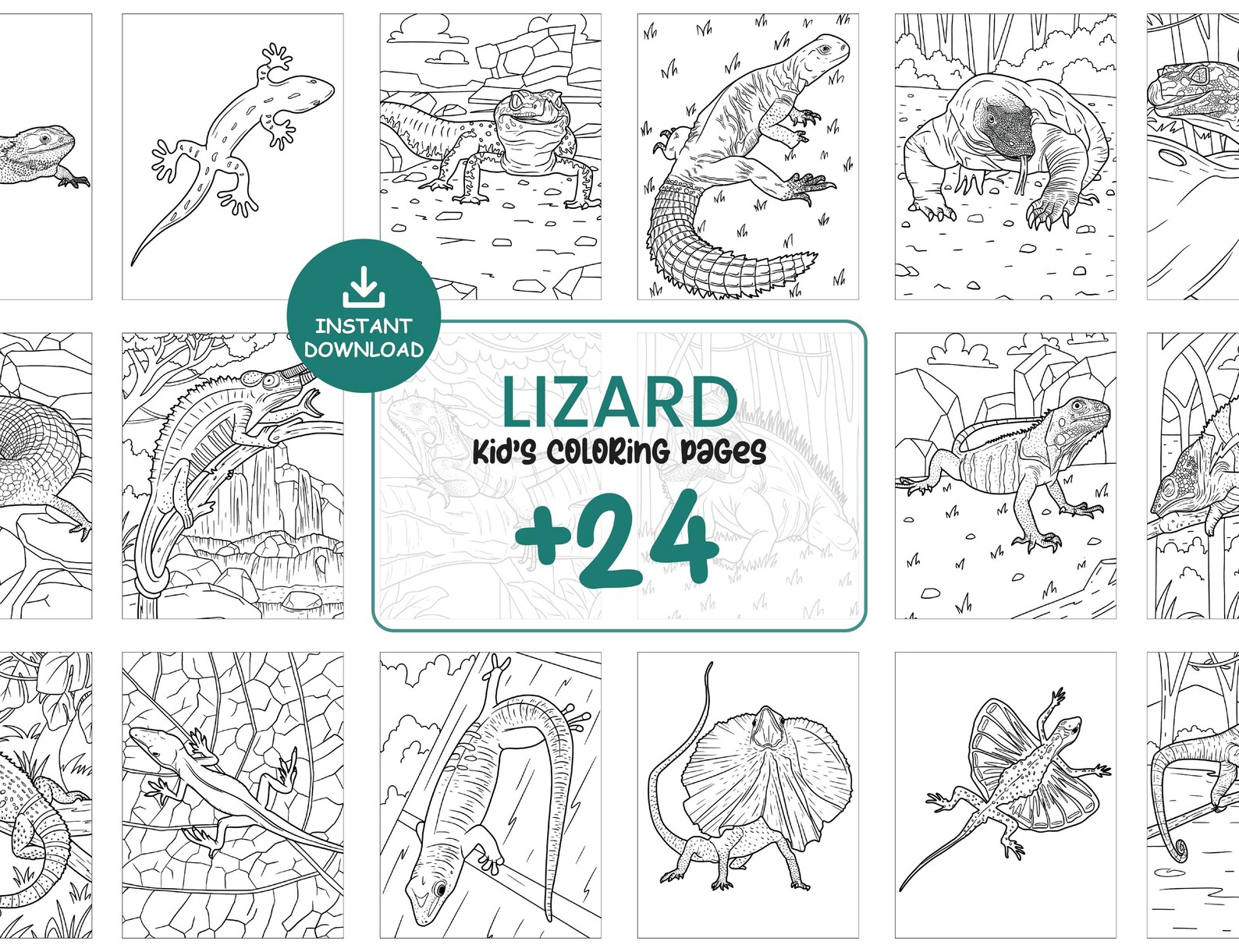 Lizard Coloring Pages for Kids – Reptile Printable Sheets, Fun ...