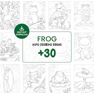 Páginas para colorear y libro de ranas para niños: 30 hojas imprimibles de naturaleza / Diversión con anfibios / Actividad de aprendizaje entretenida para preescolares y niños pequeños n.° 041
