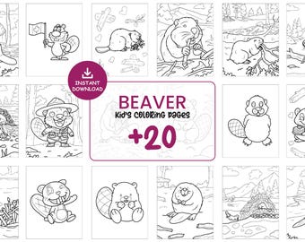 20 Beaver Coloring Pages for Kids – Cute Animal Printable Coloring Book, Wildlife Activity Sheets, Instant Download PDF JPG #122