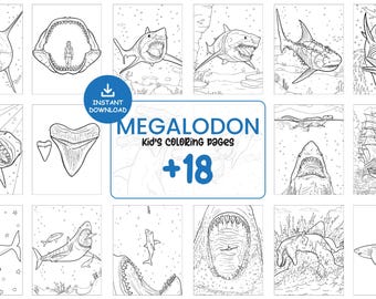 Megalodon Coloring Pages for Kids Printable Shark Activity Sheets Instant Download Fun Ocean Creature Coloring Book PDF JPG Set #127