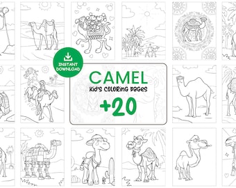 Camel Coloring Pages for Kids Printable Desert Animal Sheets Fun Travel Adventure Art Instant Download PDF JPG Nature Coloring Book Set #140