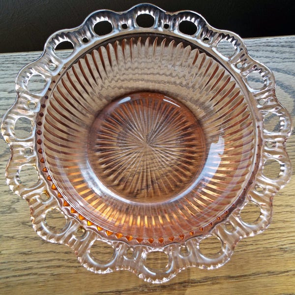Vintage Anchor Hocking Old Colony Pink Depression Glass Bowl